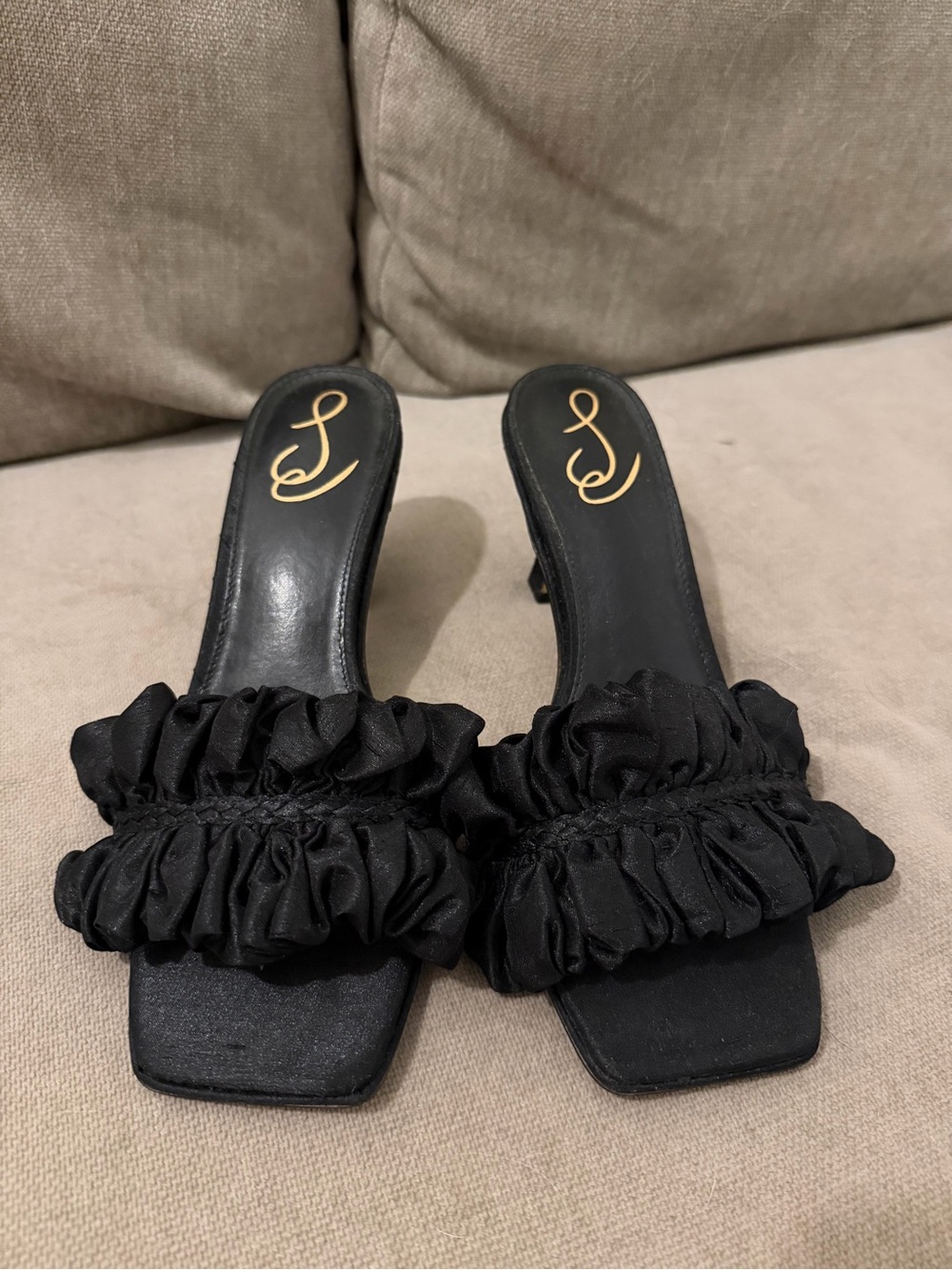 Black Ruffled Sam Edelman Heels